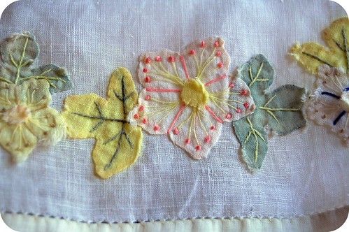 vintage applique handkerchief