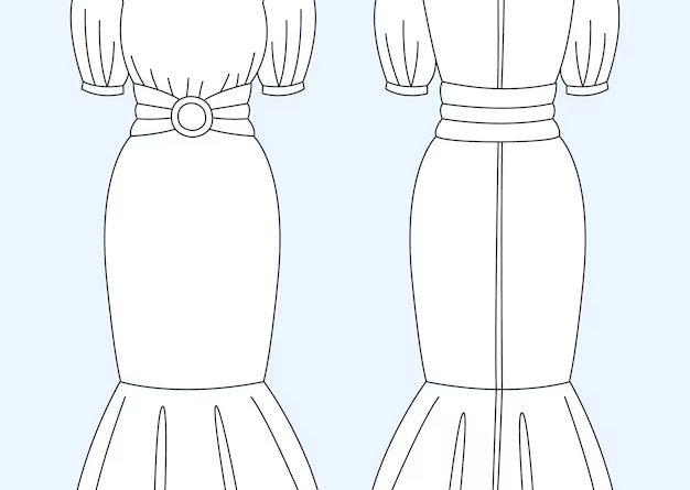 Hand drawn dress outline illustration 23 2150908095