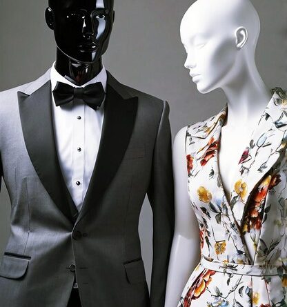 Mannequins monochrome setting display black dress tuxedo 1255428 35779