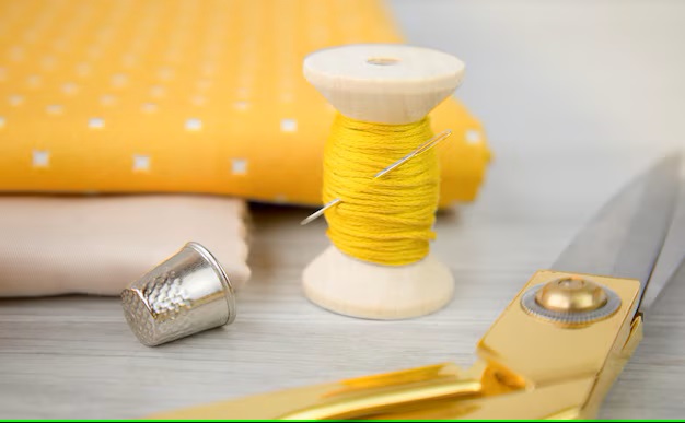 Spool yellow thread cotton cloth thimble table 656525 6